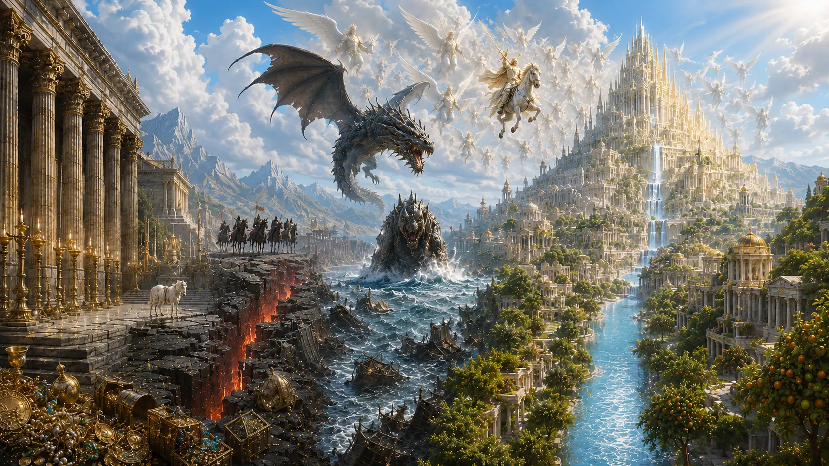 Ilustração do Apocalipse — a Nova Jerusalém e a batalha final